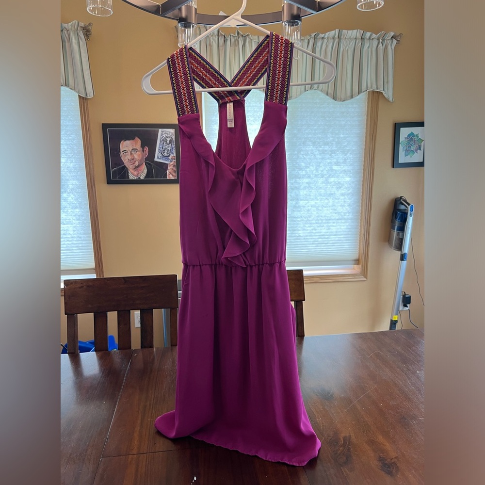 Fuschia halter dress with pockets